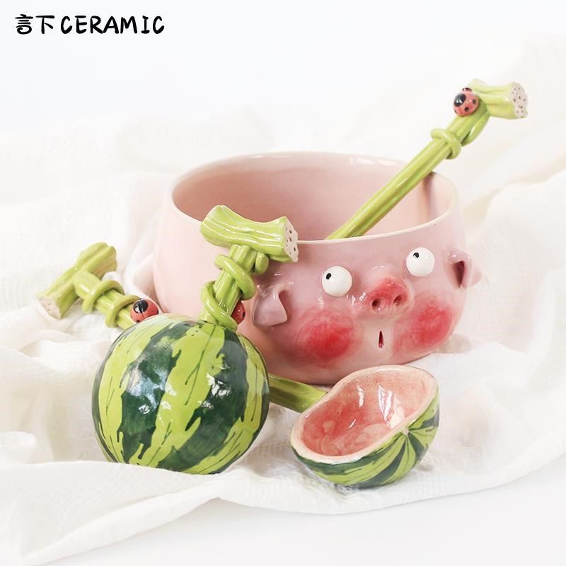言下餐具西瓜e勺饮可爱原创手工子釉下夏天汤勺彩酸奶景德ZTO镇小,餐饮具,叉/勺/筷套装,淘宝优惠券,粉丝福利购,淘宝优惠卷
