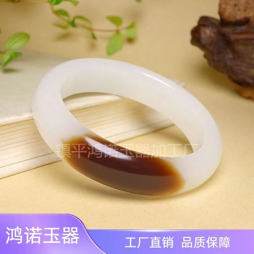 05包邮外蒙料糖玉手镯仿新疆和田玉细圆条L一口糖女款带糖玉石镯
