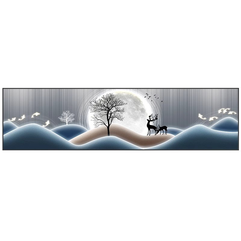 卧室装饰画床头挂k画温馨福鹿墙画现代简约轻奢客厅主卧背景墙壁图片