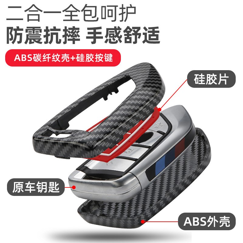 适用新钥匙套3系刀锋7系5系8系1系2系6系M5/XP1X3塑料碳纤包壳扣