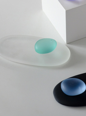 新中式磨砂水琉璃鹅q卵石创意香插蓝色绿色家居桌面摆件