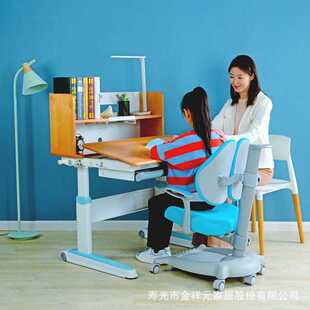 家用小学生写字桌椅套装 儿童书桌学习桌 女孩男孩课桌组合书柜