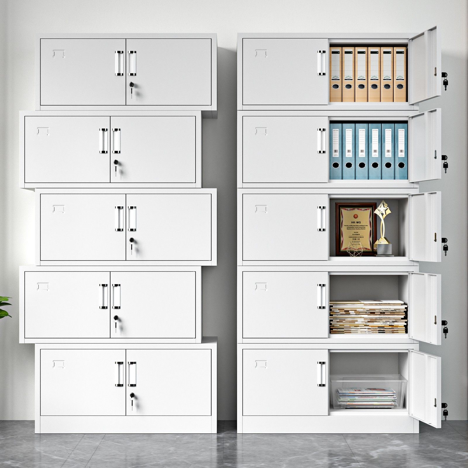 分体五节人事凭证档案资料顶柜办公室单节铁皮文件柜子带锁储物柜