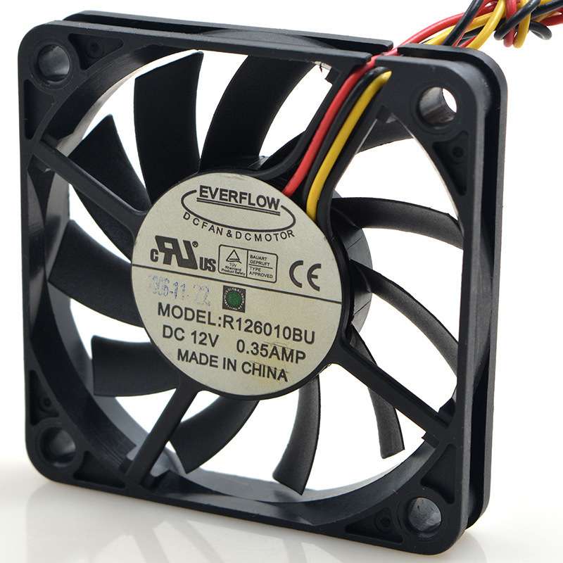 台湾EVERFLOW R126010BU 6010 6CM 12V 0.35A双滚珠 大风量 风扇