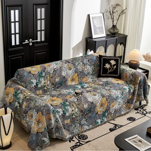 抖音 油画感美式双面沙发盖毯休闲毯挂毯艺术毯抽象沙发毯艺术