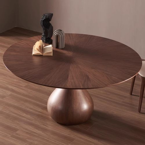 北欧实木圆形原木餐桌现代小户型全实木圆桌简约轻奢家用客厅书桌