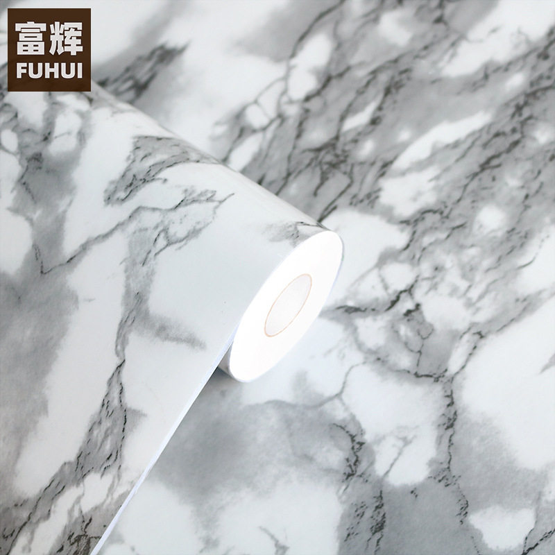 加厚大理石墙纸自粘壁纸防水PVC厨房橱柜防水防油灶台耐高温贴纸