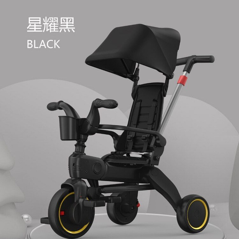 儿童三轮车脚踏车1-5岁手推车遛娃轻便可折叠护栏宝宝童车