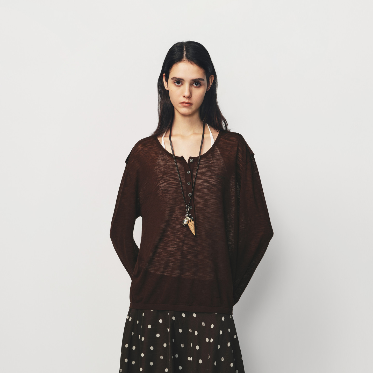 AVVENN亨利领肩章细节背心叠穿毛衫AK10601650