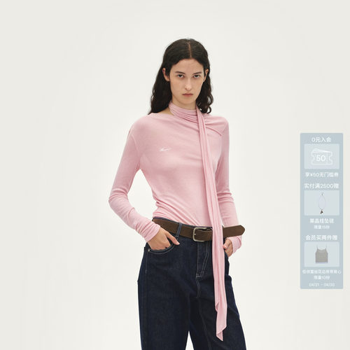 AVVENN设计师款飘带长袖羊毛长袖高领上衣AL91001501