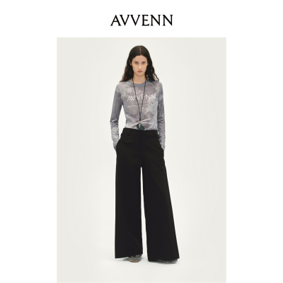 AVVENN设计师款高弹力网纱长袖晕染修身AL90801534