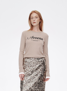 AVVENN圆领包裹微收身轻薄轻盈长袖上衣AM90801785