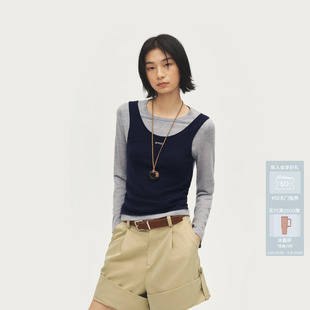 假两件羊毛拼色针织AL70601642 AVVENN设计师款 田曦薇同款