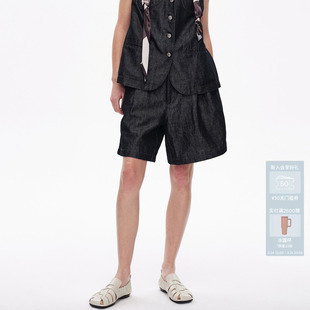 AVVENN设计师款 AL31307520 舒适透气耐洗质感布面微A牛仔短裤