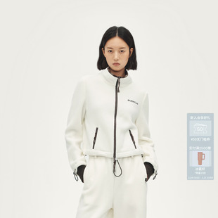 AVVENN领口格纹双拉头摇粒绒保暖短外套AL90105550