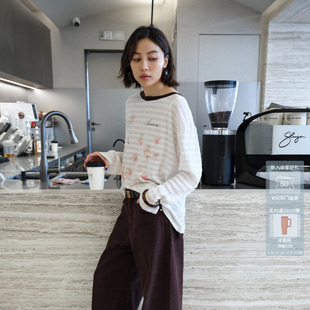 AVVENN花卉草药图案修身 直喷印花T恤AK11001512