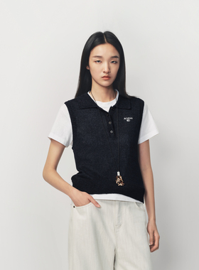 AVVENN撞色肌理条纹结构polo针织衫简约AK10601651