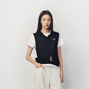 AVVENN撞色肌理条纹结构polo针织衫简约AK10601651