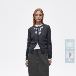 AL10106773 毛衣开衫 AVVENN设计师款 方巾印花耐穿螺纹领口修身