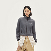 AVVENN摇粒绒开襟立领双头拉链灰色短外套AL90105549