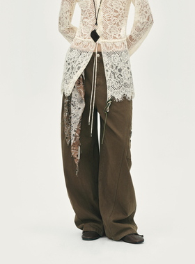 AVVENN设计师款弯刀牛仔裤不对称口袋皮标AL91302614