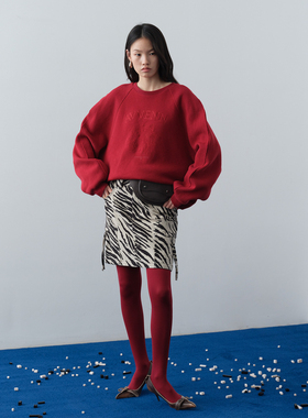 AVVENN【小竹马胶囊】立体绣花插肩袖宽松卫衣AK12402698