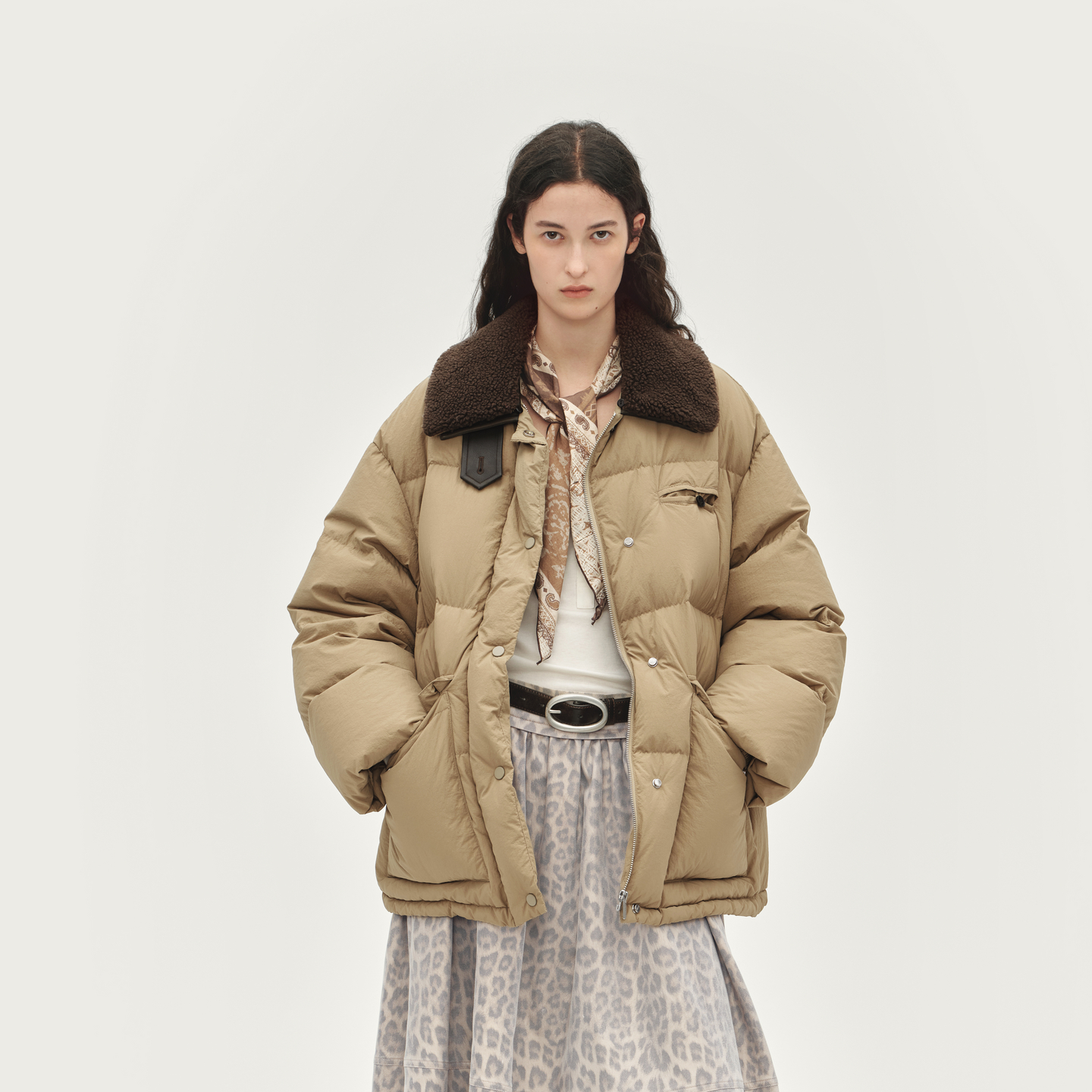 AVVENN可拆卸毛领廓形羽绒服简约百搭AL90502813