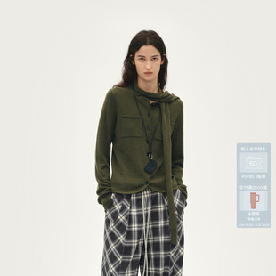 高领上衣AL92801575 羊毛长袖 AVVENN设计师款 飘带长袖