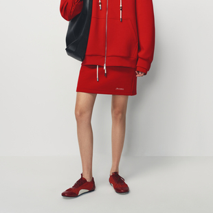 【小竹马胶囊】AVVENN撞色抽绳腰头拼接罗纹空气层半裙AK11501703