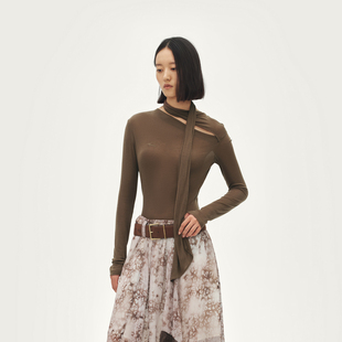 AVVENN902胶囊设计师款 高领上衣AL91001503 飘带长袖