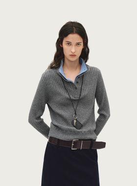 AVVENN25冬季新品设计师款polo撞色假两件毛衣保暖百搭AL90601650