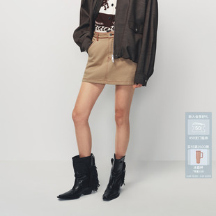 AVVENN撞色线双插袋牛仔短裙时髦百搭AK11502797