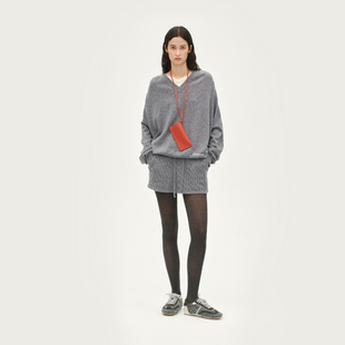 AVVENN设计师款 AL92401540 假两件绞花短裙毛织套装