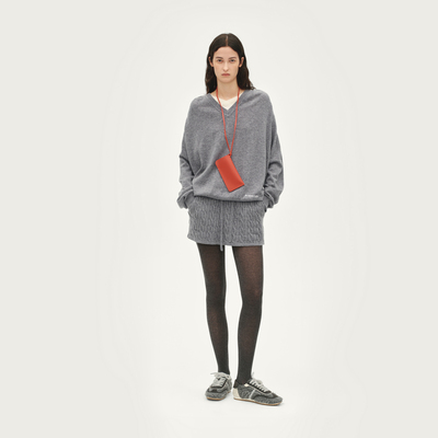 AVVENN设计师款假两件绞花短裙毛织套装AL92401540