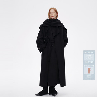 AVVENN可拆卸大围巾连帽经典 宽松长大衣AM90303552