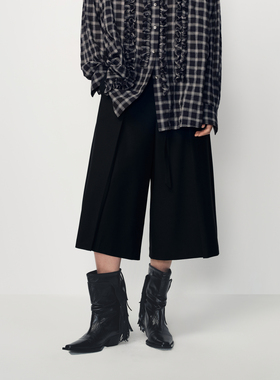 AVVENN配腰带微A活页连腰马裤时髦松弛感AK11303716