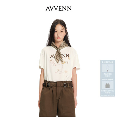 AVVENN宽松落肩圆休闲简约领短袖T恤 AK31001506