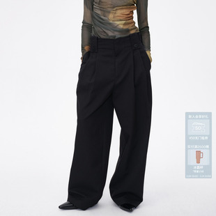 AVVENN干净利落腰头装 AM91301786 饰袢时髦高腰长裤