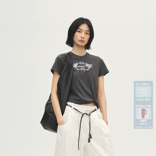 AVVENN设计师款 扭结透气棉感修腰显瘦T恤AL71001511 微修身