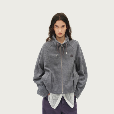 AVVENN运动风宽松立领针织毛呢短外套AL90105548