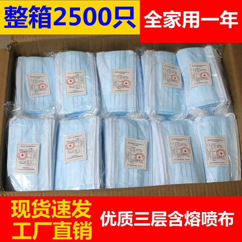 整箱2500只一次性口罩蓝色