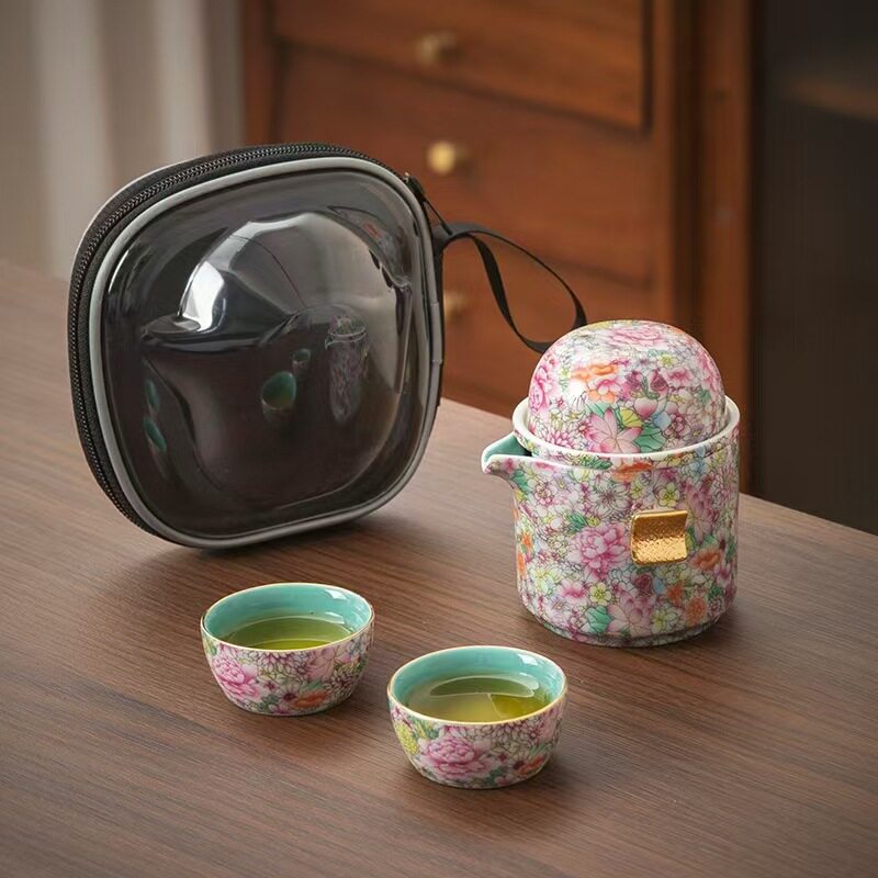 快客杯一壶两杯便携包旅行茶具套装陶瓷随身户外泡茶器茶壶茶杯子