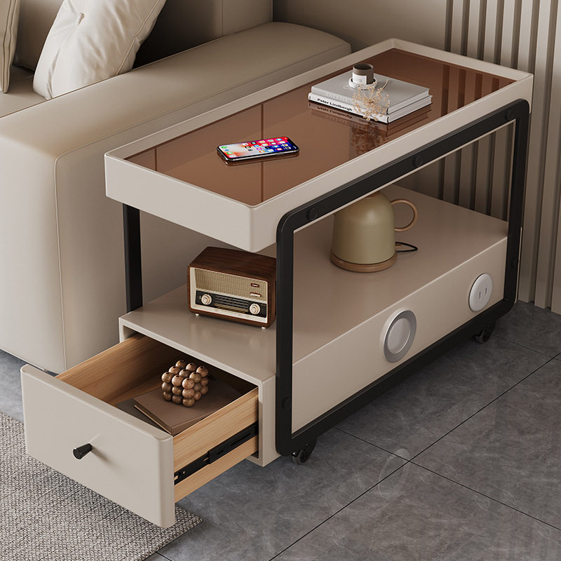 25新款移动边几客厅沙发侧边柜多功能隔断柜轻奢夹缝柜奶油风边柜