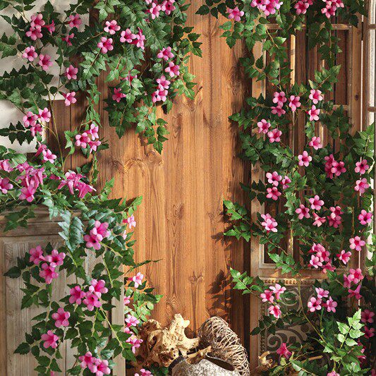 仿真藤条喇叭假花装饰藤蔓花藤管道遮挡造景花条爬藤花门头布置花