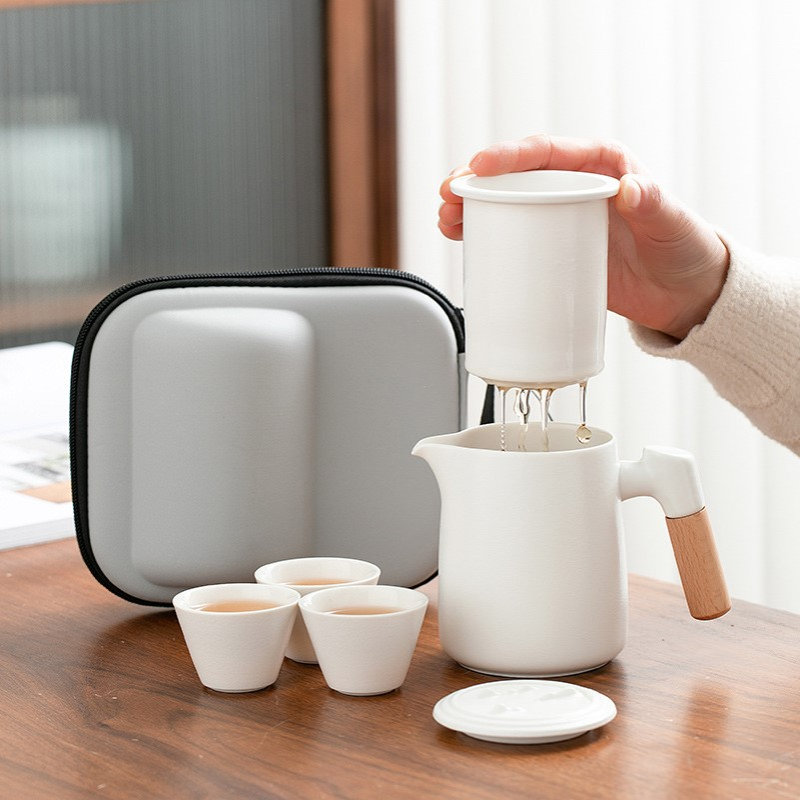 便携式旅行茶具套装户外包随身功夫泡茶壶茶杯简易出差防烫快客杯