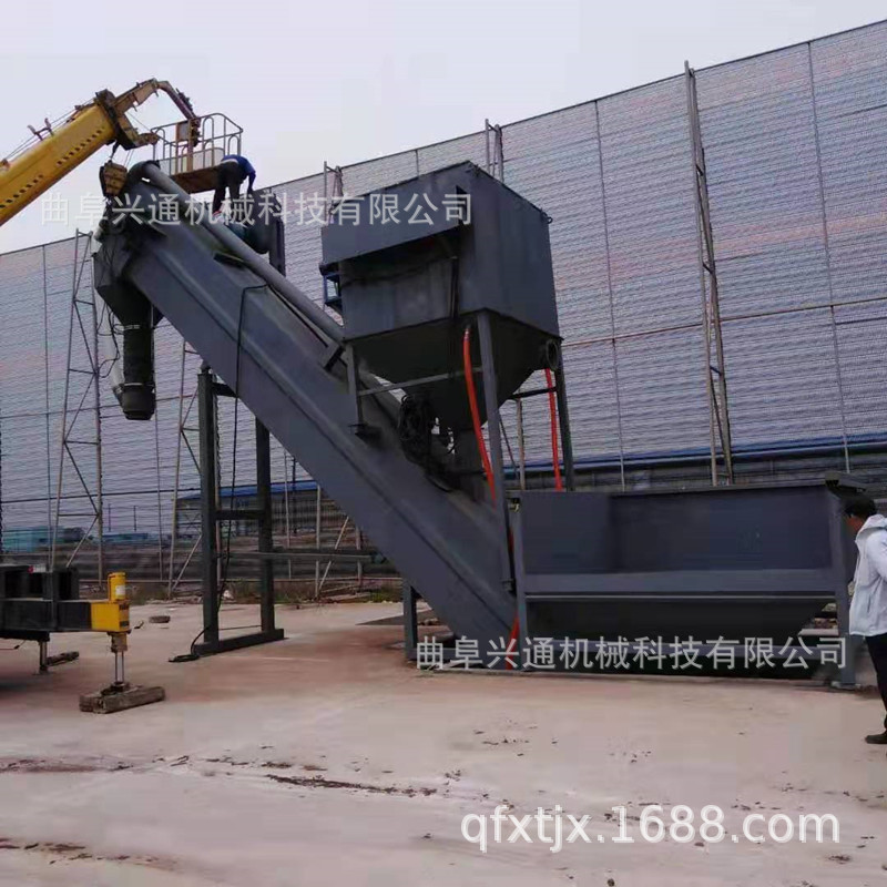 陕西火车站粉料卸车机 集装箱粉煤灰拆箱机 挖斗式板链卸车机
