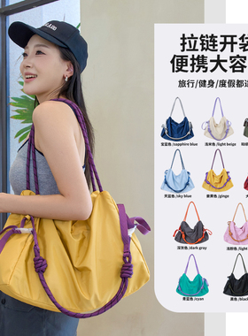 2025新款洋气单肩手提斜挎拉链包纯色大容量休闲尼龙布时尚通勤包