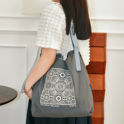 高圆圆同款尼龙包ball chain购物袋环保斜挎女新款刺绣包大容量