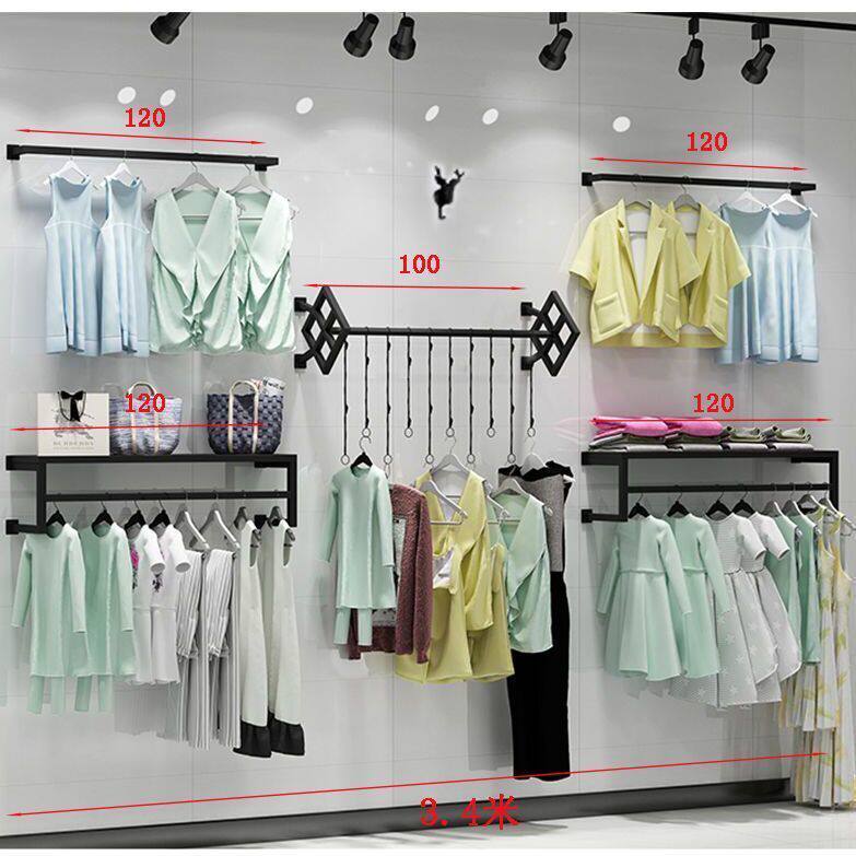 服装店墙壁展示架上墙正挂侧挂男女童装壁挂墙上挂衣架组合架货架
