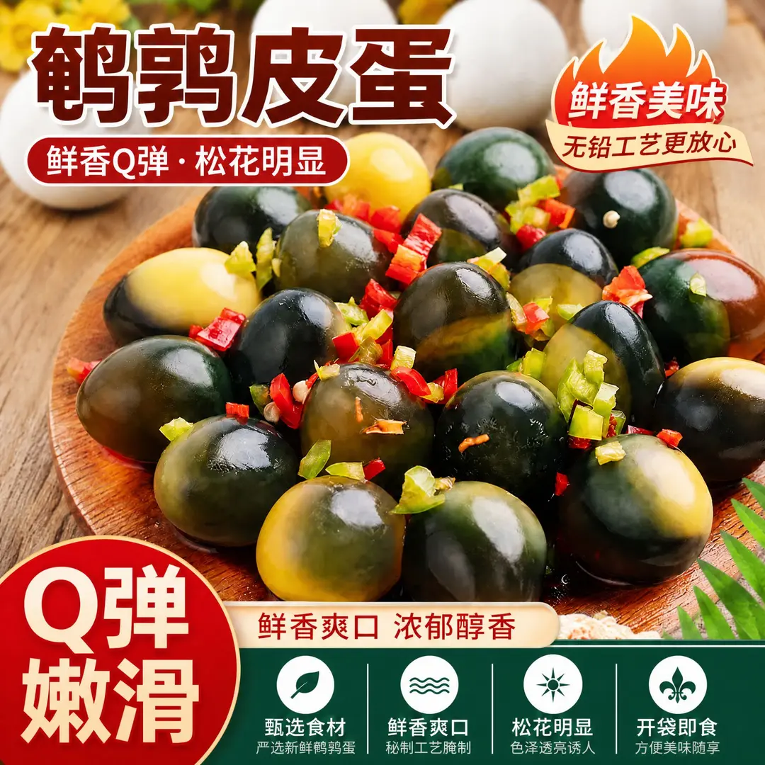 【营养美味】无铅工艺鹌鹑皮蛋新鲜溏心蛋营养美味 适合凉拌下酒X